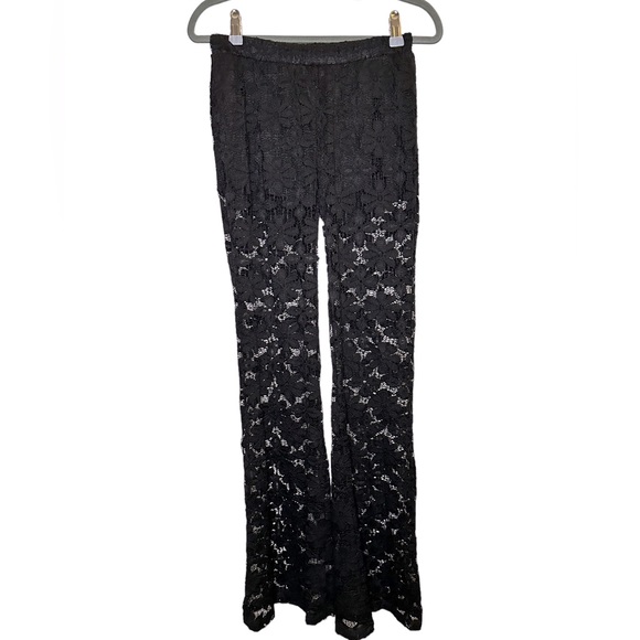 Sans Souci Pants - Sans Souci Black Lace High Rise Flared Leggings sz Sm Festival Coastal Cowgirl